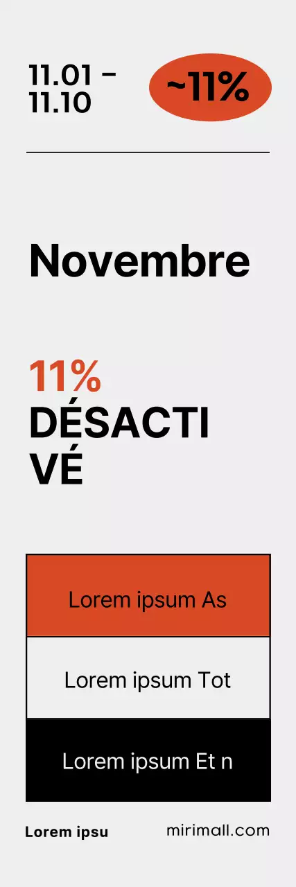 Des chiffres simples avec des accents orange pour la promotion de novembre