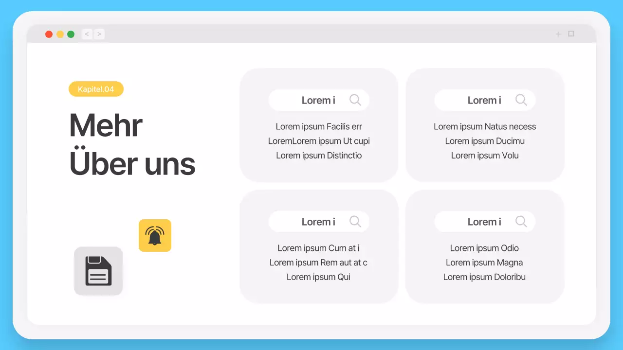 Einfacher Browserrahmen in Hellblau Firmenprofil