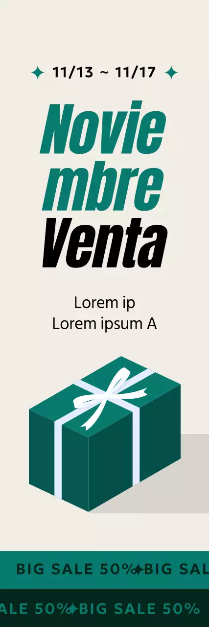 Promoción de noviembre con un gráfico de caja de regalo en verde intenso