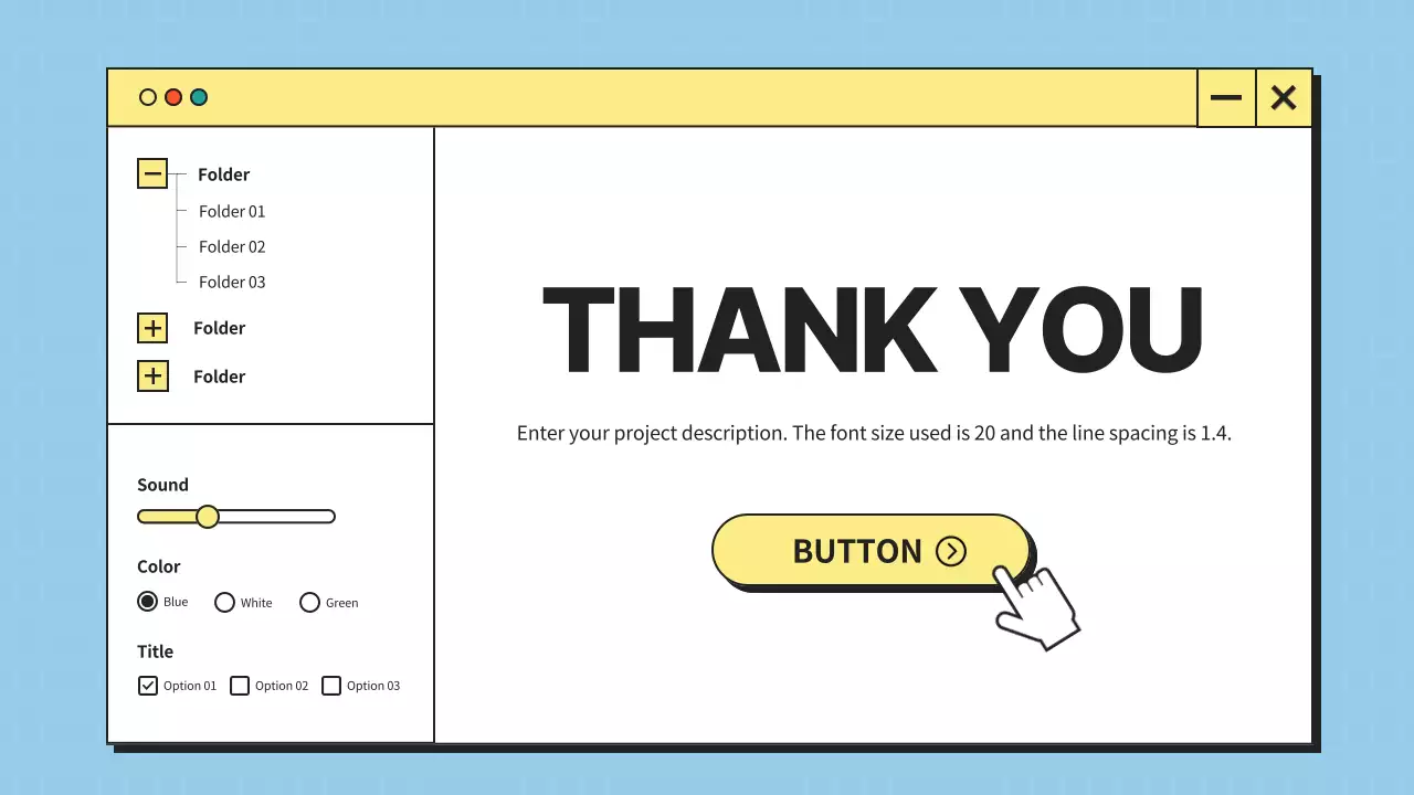 UI desktop minimalis dengan warna biru dan kuning Profil Perusahaan