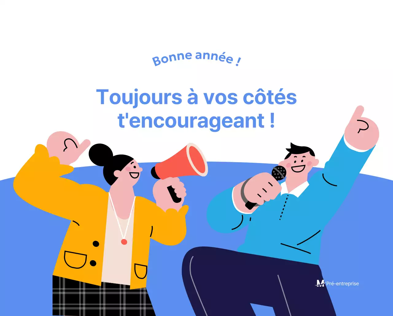 Calendrier de motivation avec des illustrations énergiques et des citations positives sur un fond bleu clair