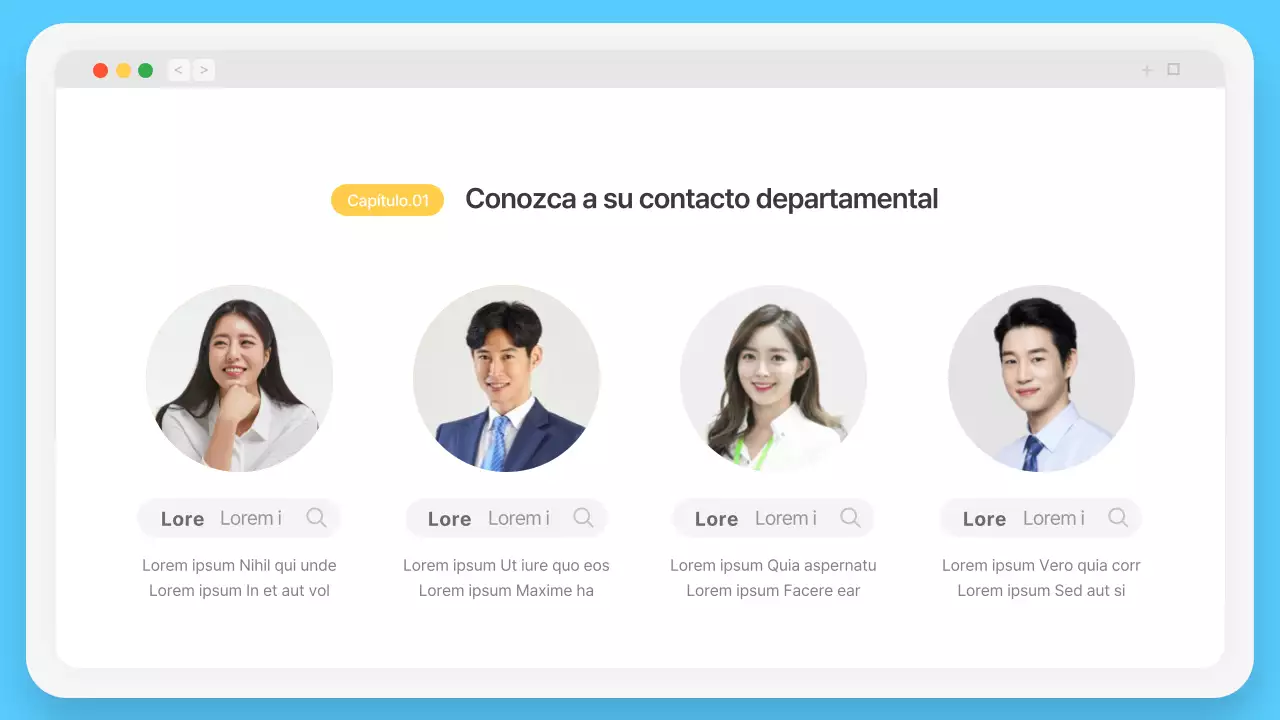 Marco de navegador sencillo en azul claro Perfil de la empresa