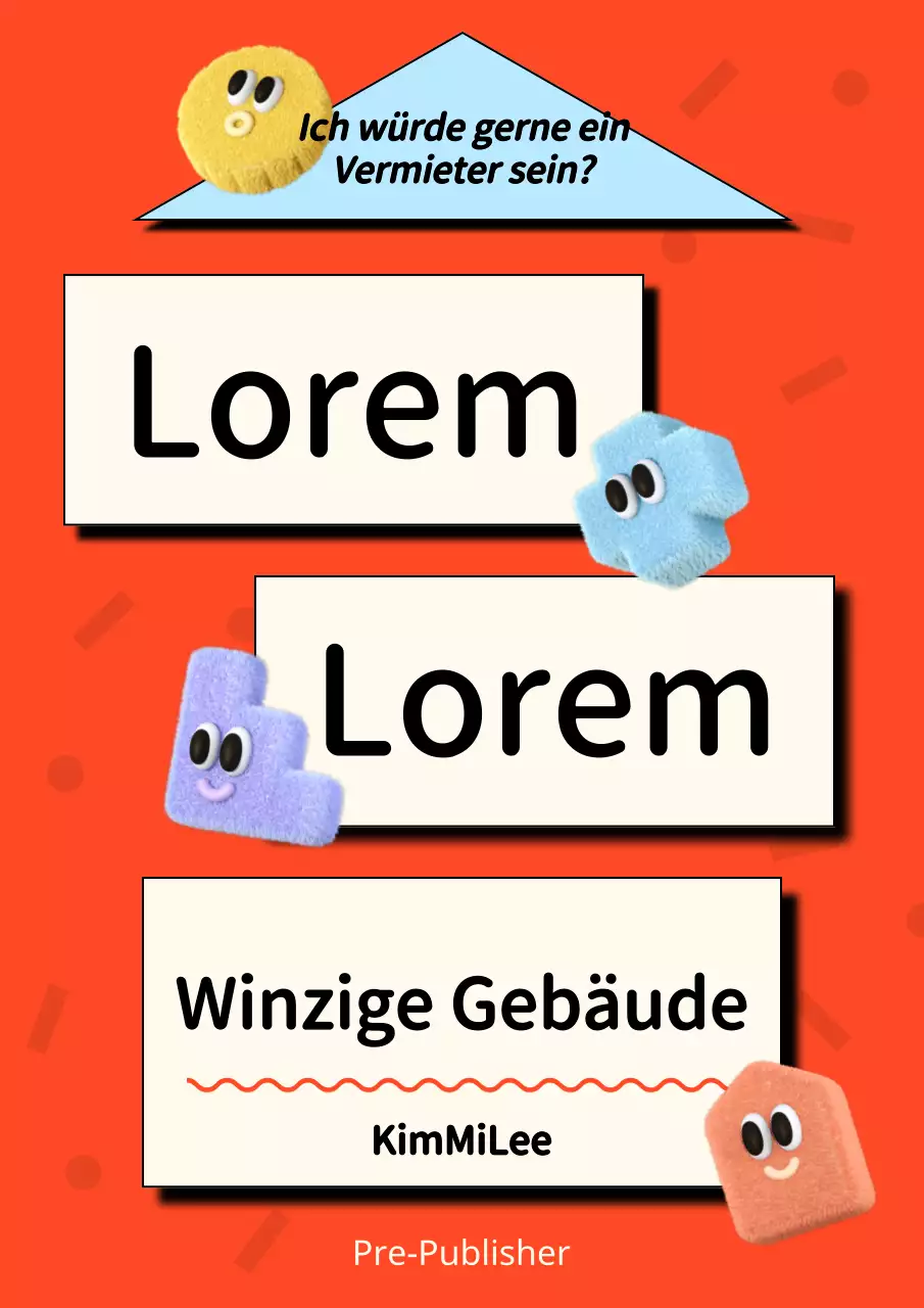 Kitschiges Buchcover für Immobilieninvestitionen in Rot und Hellblau