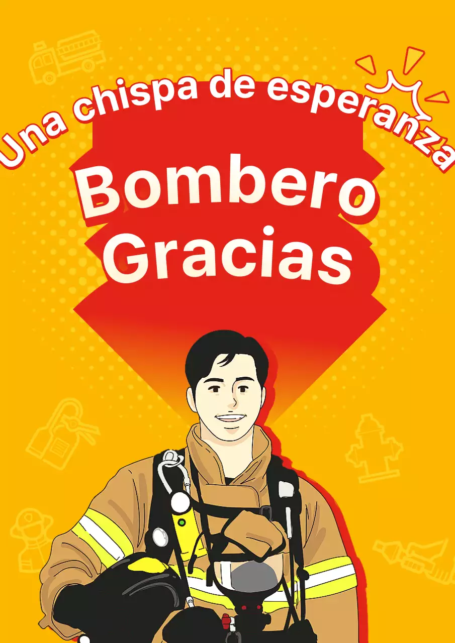 Promueva los agradecimientos kitsch a los bomberos en naranja y rojo