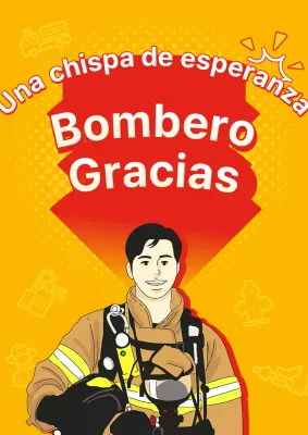 Promueva los agradecimientos kitsch a los bomberos en naranja y rojo