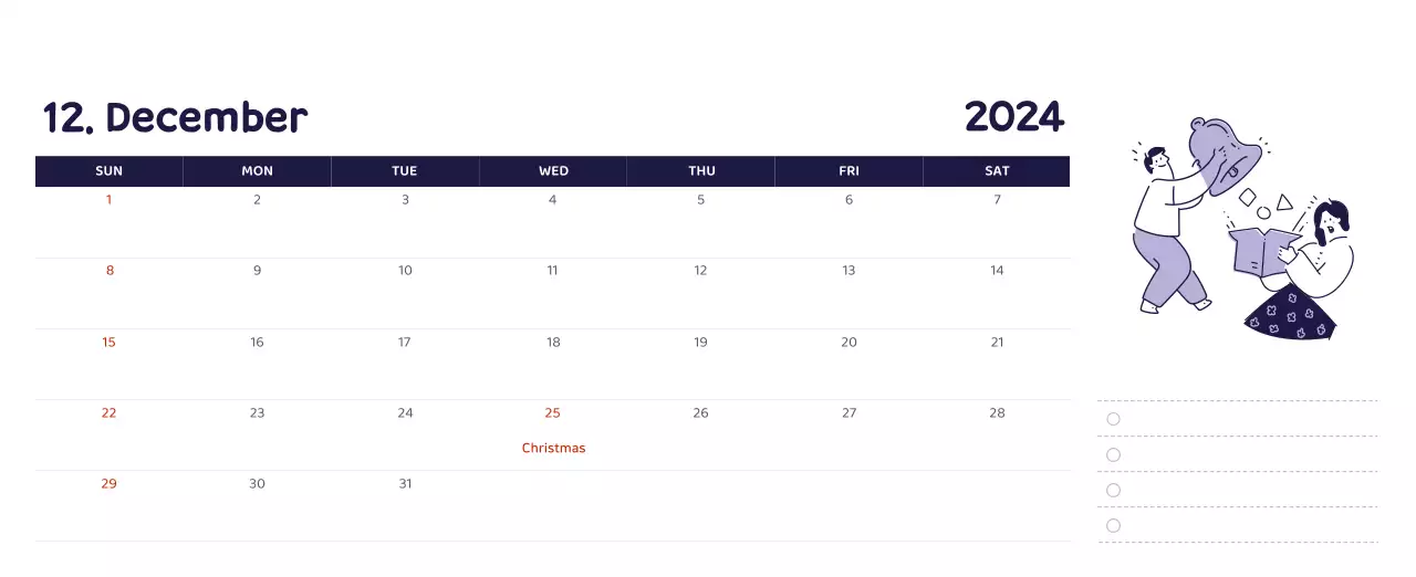 Lịch với hình ảnh minh họa đầy cảm xúc với nhiều màu sắc khác nhau