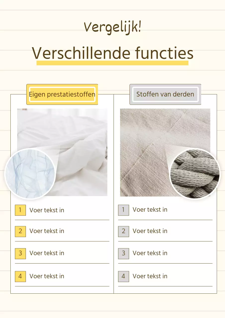 Een eenvoudig verhalend productpraatje in geel en beige