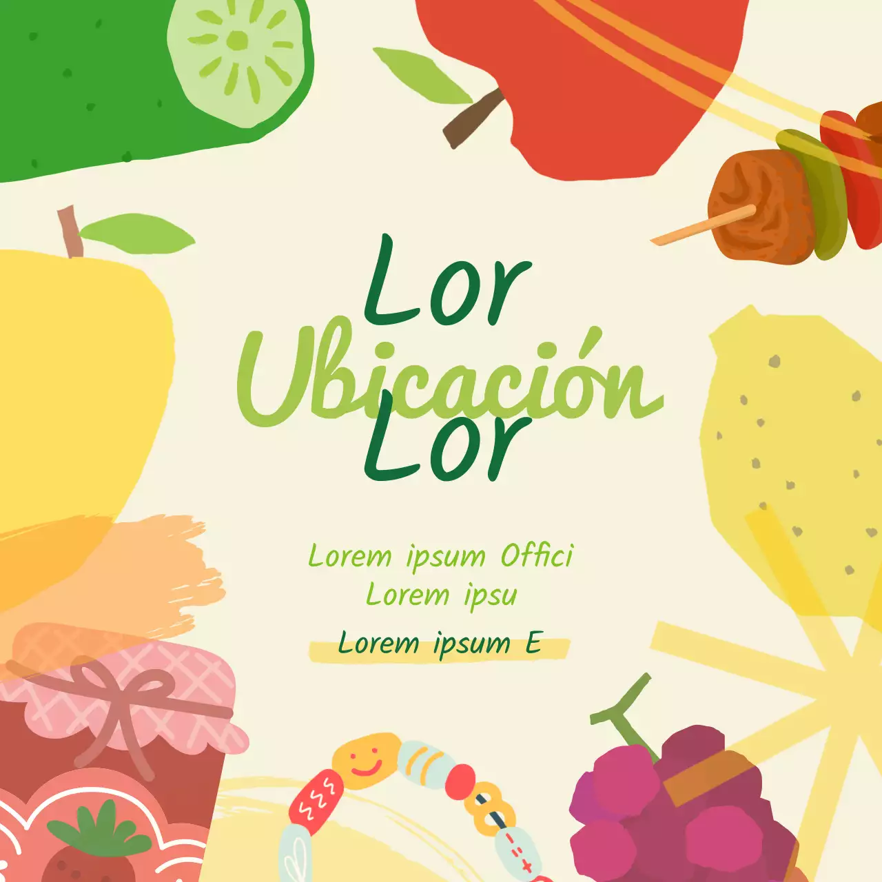 Promocione su mercado local con ilustraciones planas y coloridas