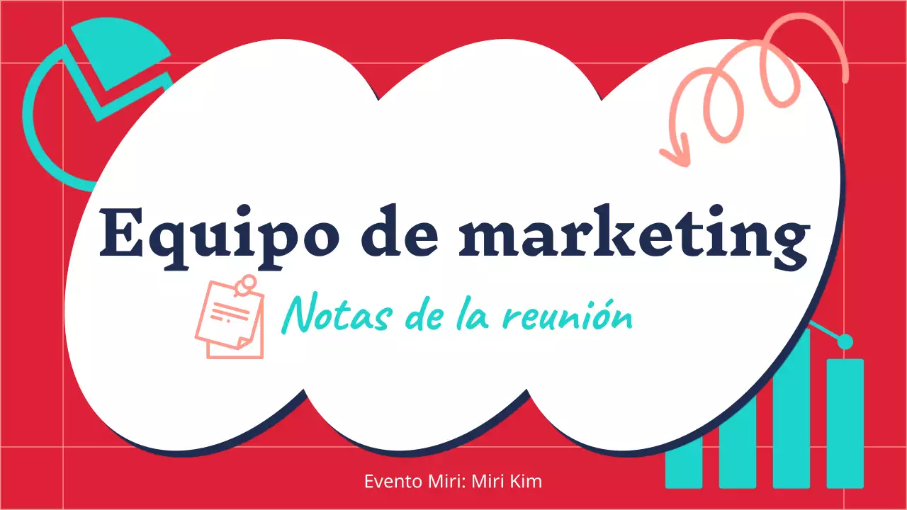 Moderno informe de actas de marketing en rojo y menta