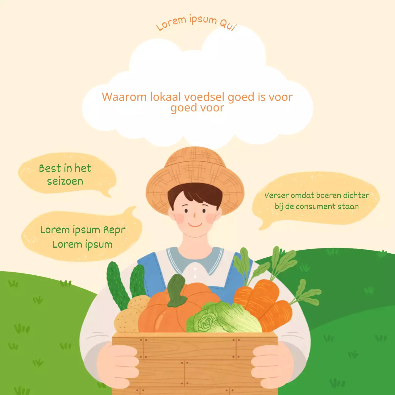 Abstracte warme boerenillustratie Localfoods