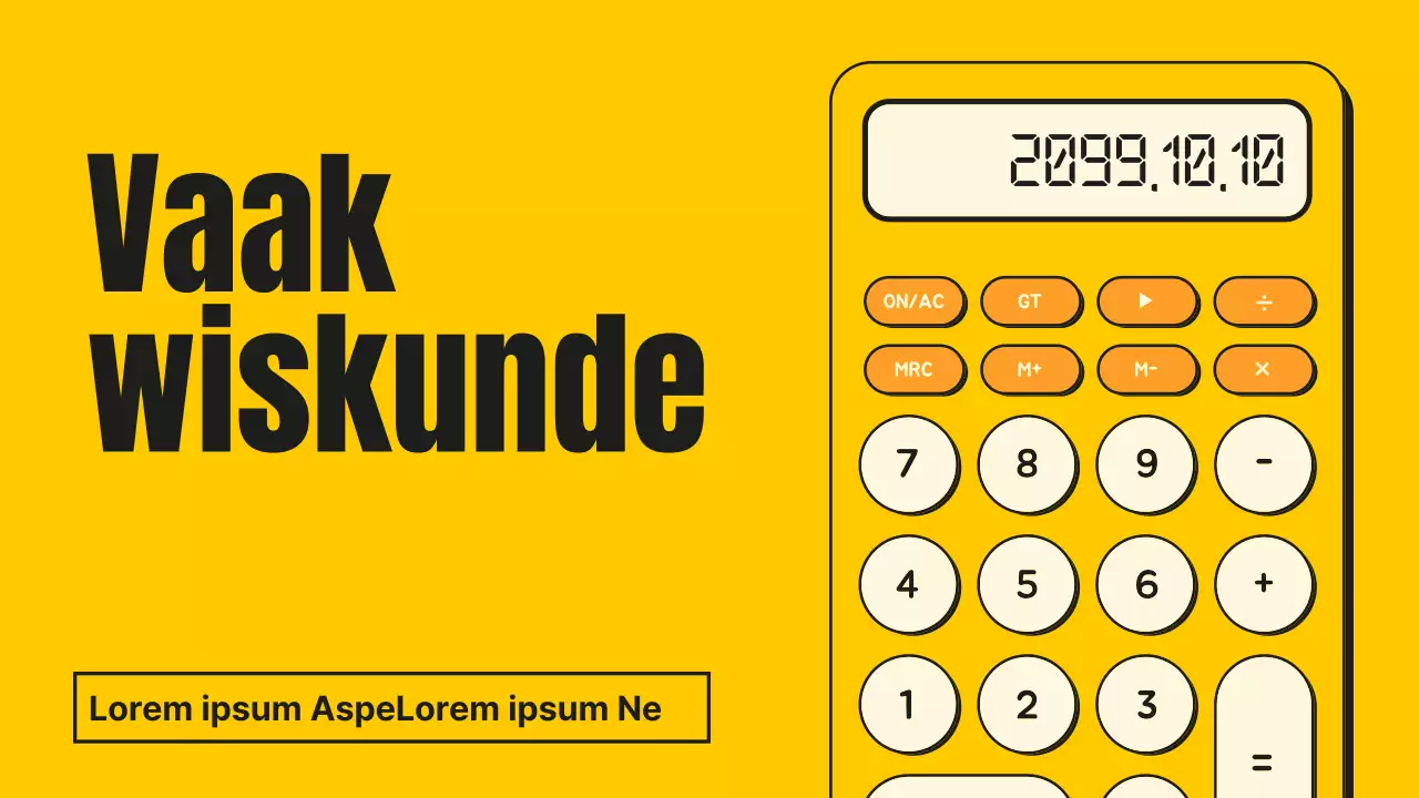 Wiskunde les met een kitscherig geel en oranje rekenmachine concept