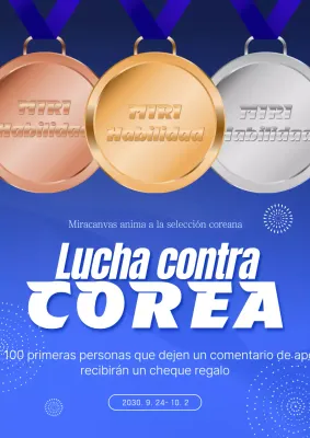 Un anuncio pop-art de los Juegos Asiáticos en azul y blanco