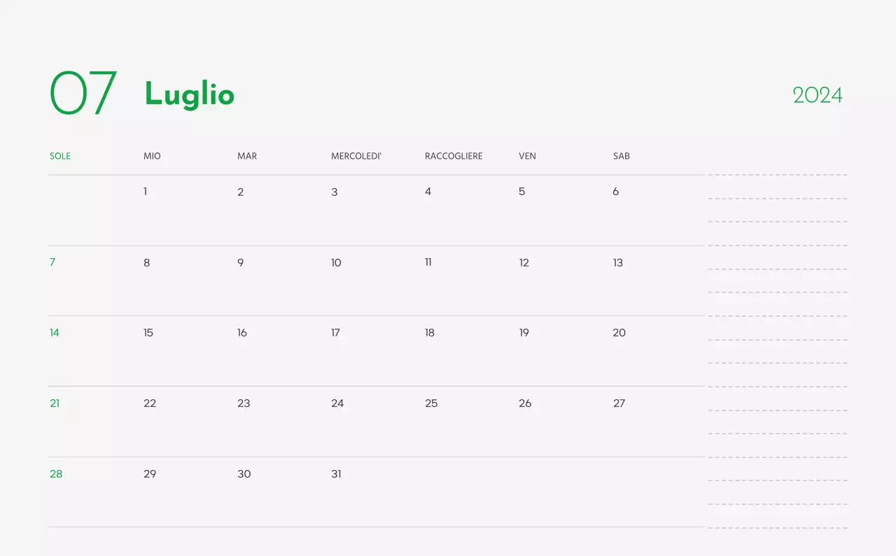 Un calendario con l'immagine di un cucciolo e un simpatico messaggio in verde.