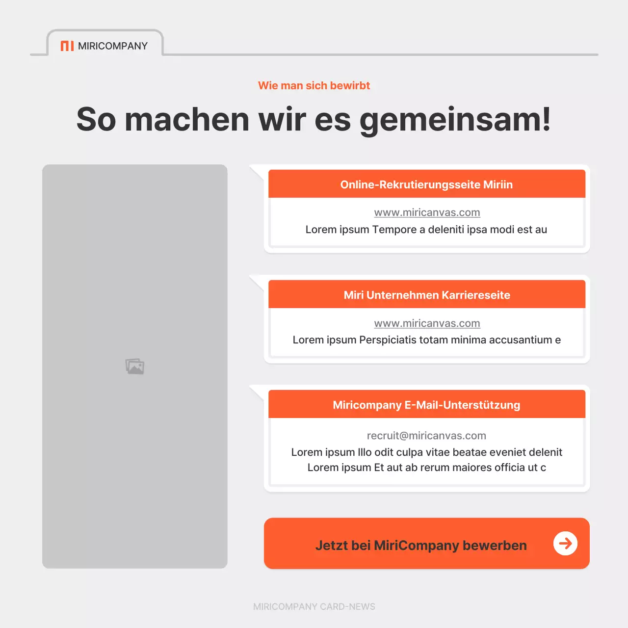 Eine einfache Stellenanzeige eines Unternehmens in Rot und Grau