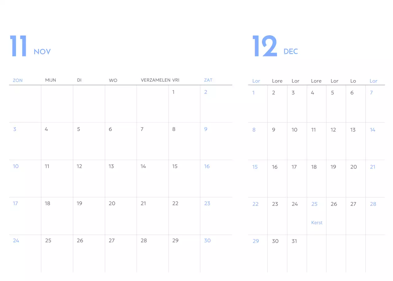 Goal tracker kalender met een vleugje blauw
