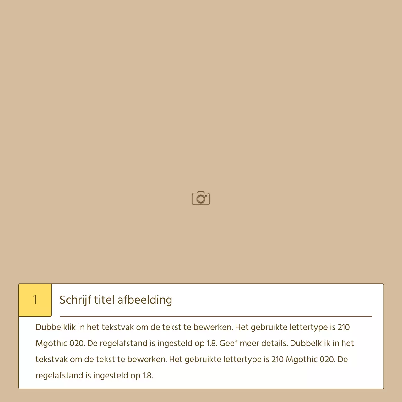 Een eenvoudig verhalend productpraatje in geel en beige