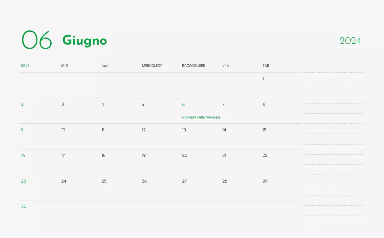 Un calendario con l'immagine di un cucciolo e un simpatico messaggio in verde.