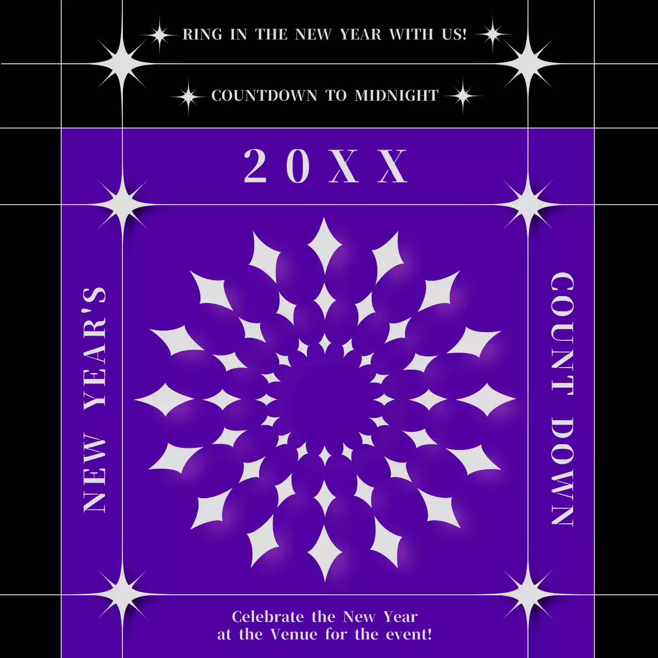 퍼플 모던 새해 이벤트 소셜 미디어 게시물