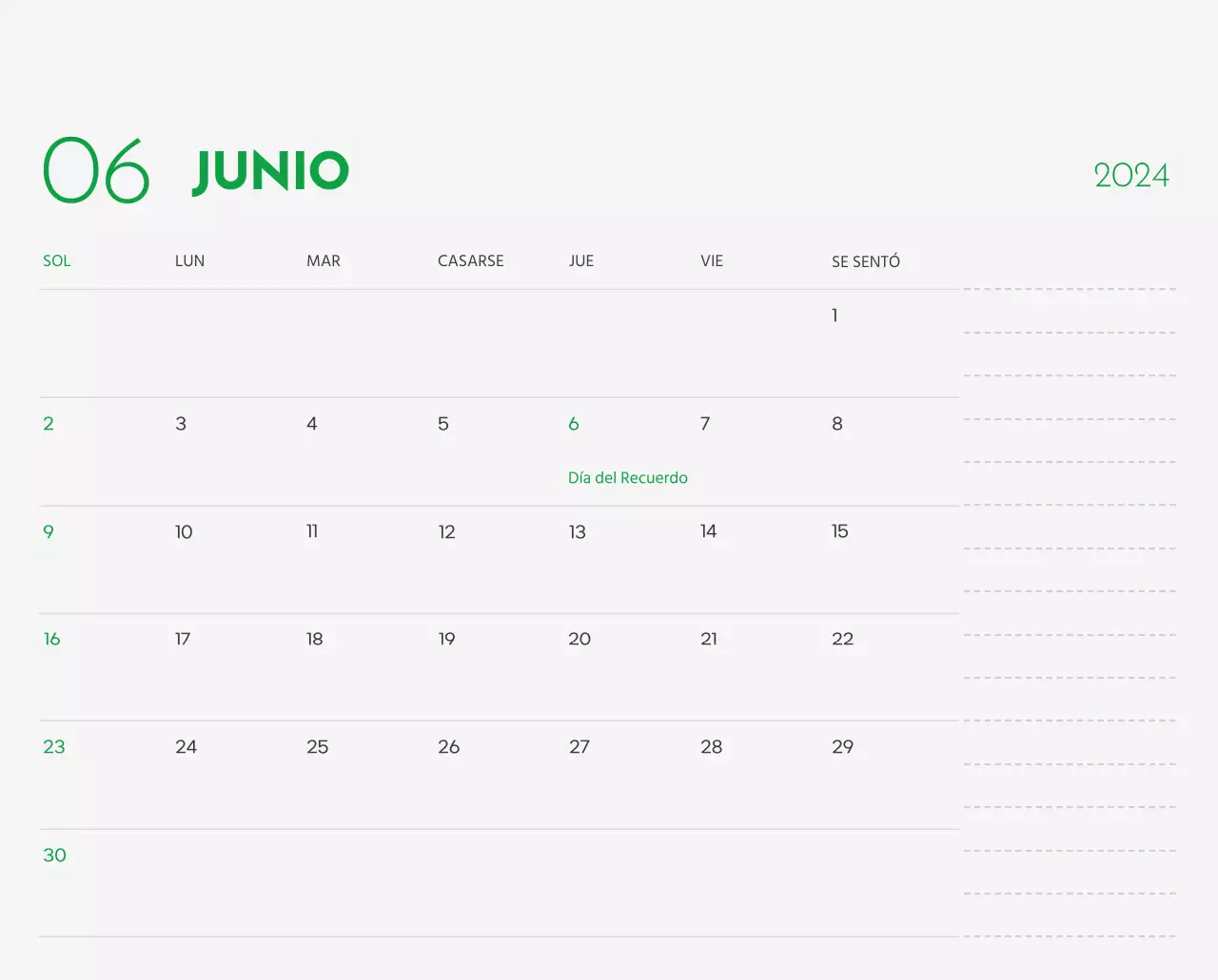 Un calendario con la imagen de un cachorro y un bonito mensaje en tonos verdes.
