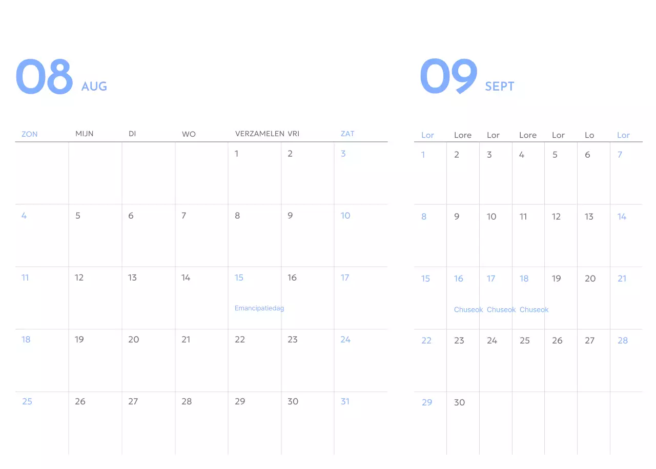Goal tracker kalender met een vleugje blauw