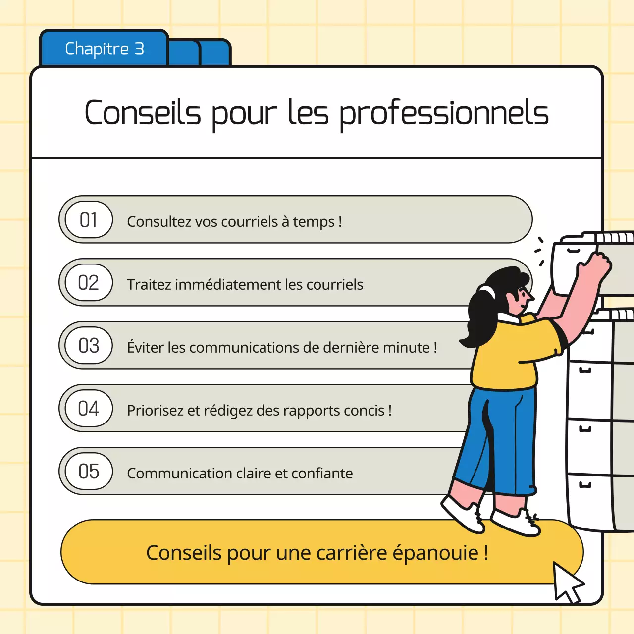 Promouvoir des conseils commerciaux simples en bleu et en jaune