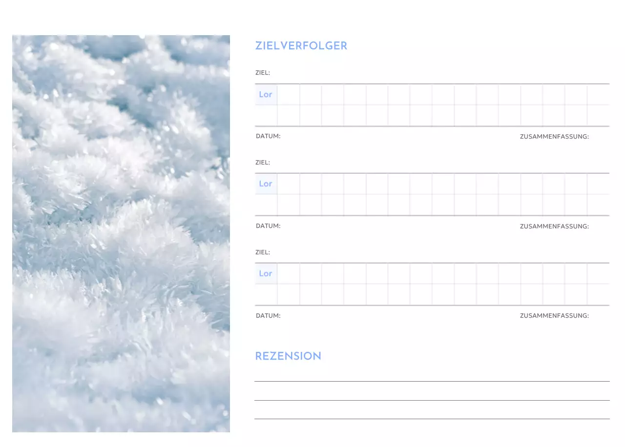 Zielverfolgungskalender mit einem Hauch von Blau