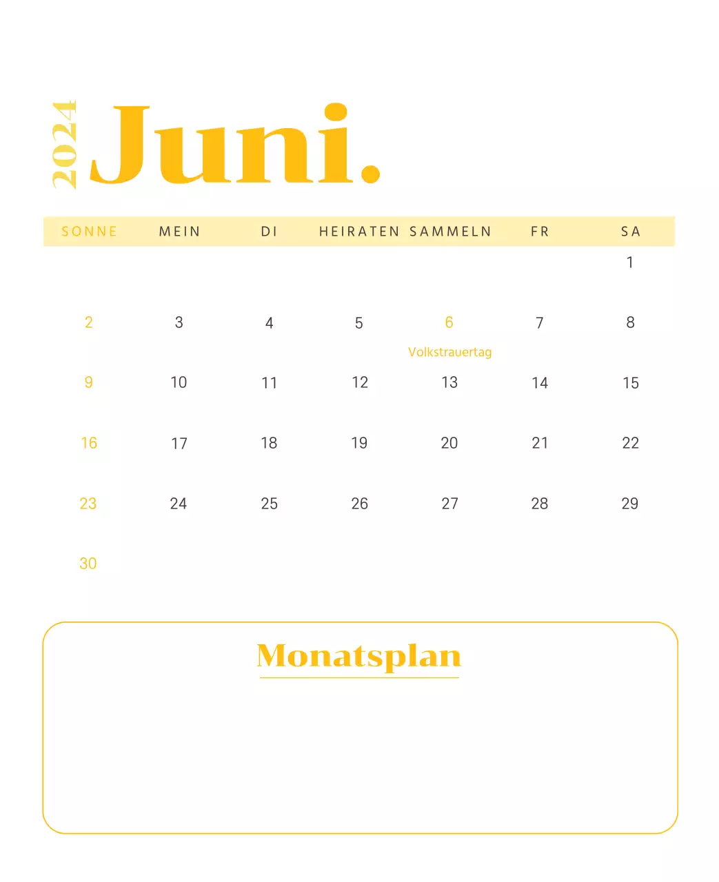 Kalender mit Jugendillustrationen auf gelbem und grünem Hintergrund