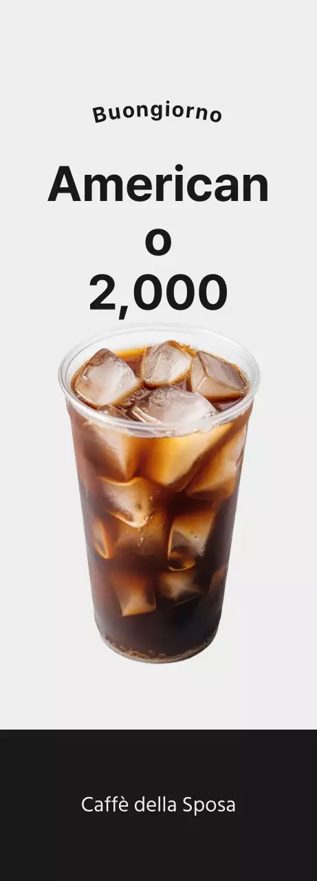 Promuovete la vostra caffetteria con immagini di caffè e caratteri neri per un look pulito