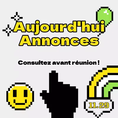 Annonce de réunion minimaliste en gris et jaune