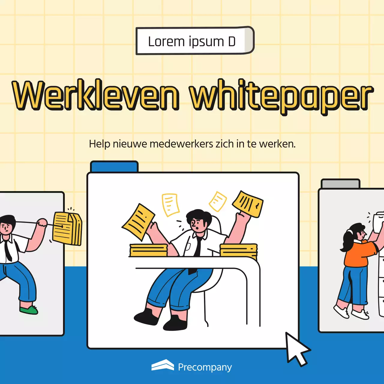 Promoot eenvoudige zakelijke tips in blauw en geel