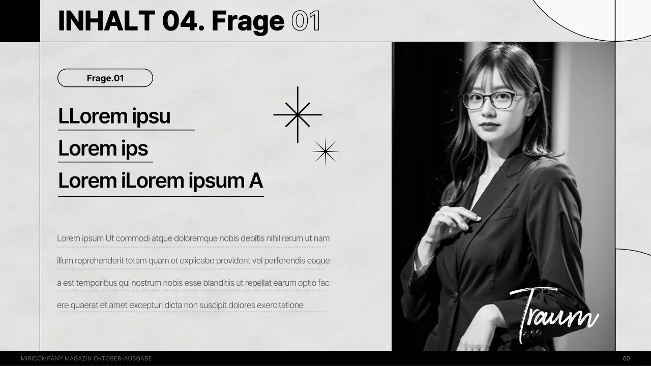 Ein modernes internes Interview-Magazin in schwarz-weiß