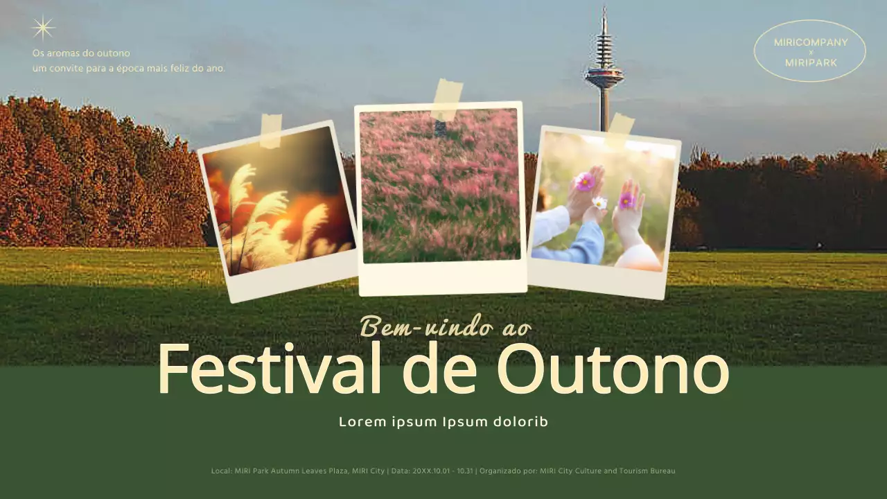 Uma agenda de festivais de outono simples e moderna em verde e bege