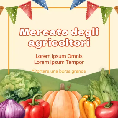 Promuovere un semplice mercato ortofrutticolo beige e verde