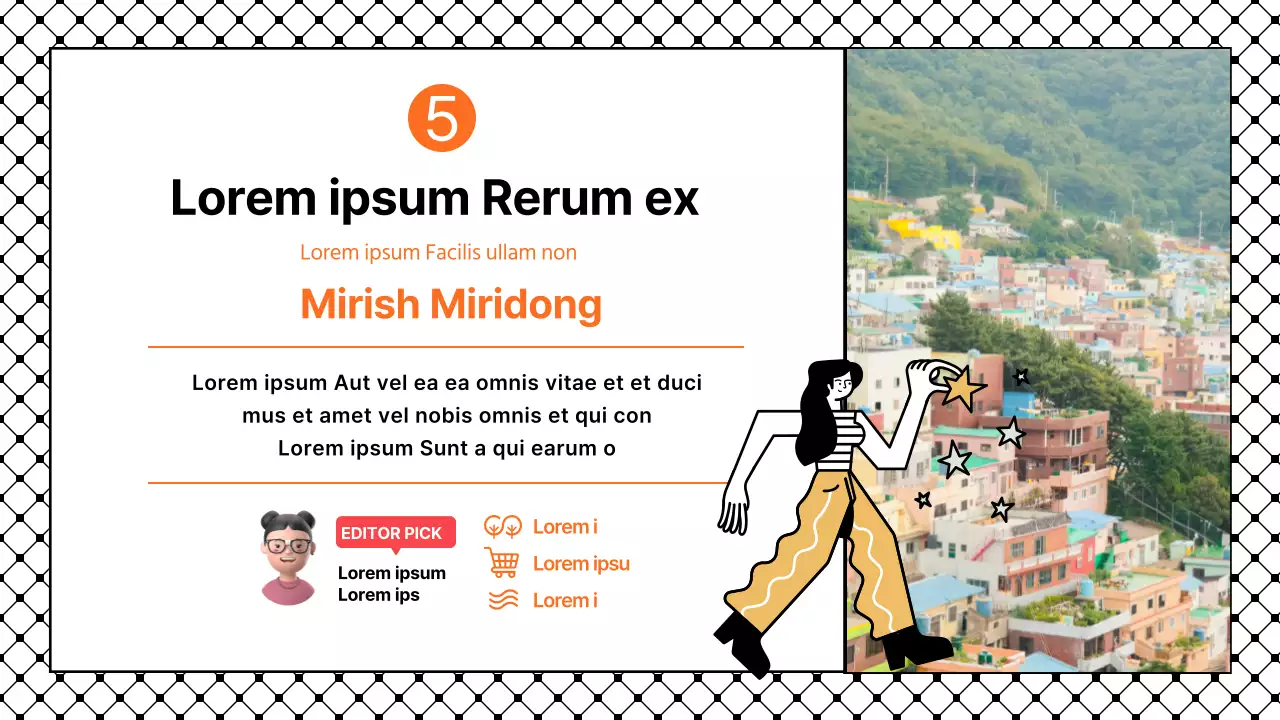 Einfache Präsentation mit schwarzen und orangen Akzenten