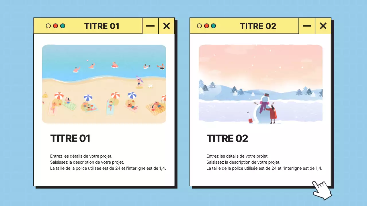 Interface utilisateur minimaliste en bleu et jaune Profil de l'entreprise