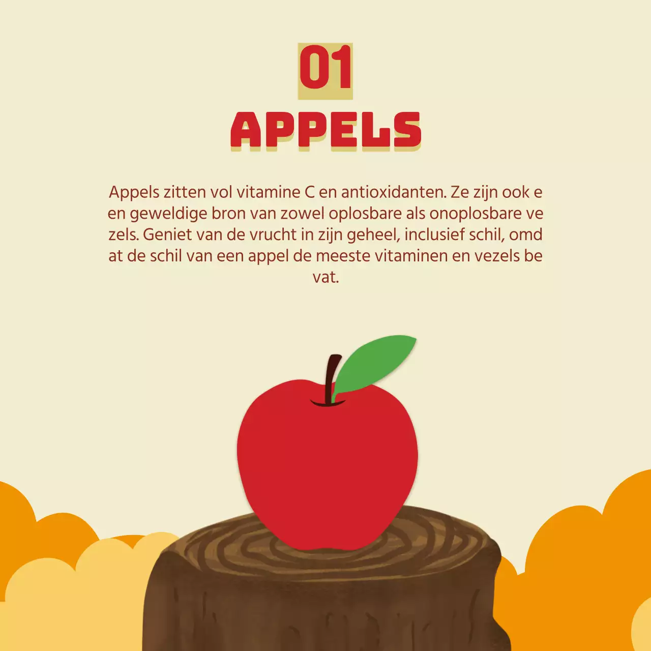 Eenvoudig beige en oranje om seizoensfruit te promoten