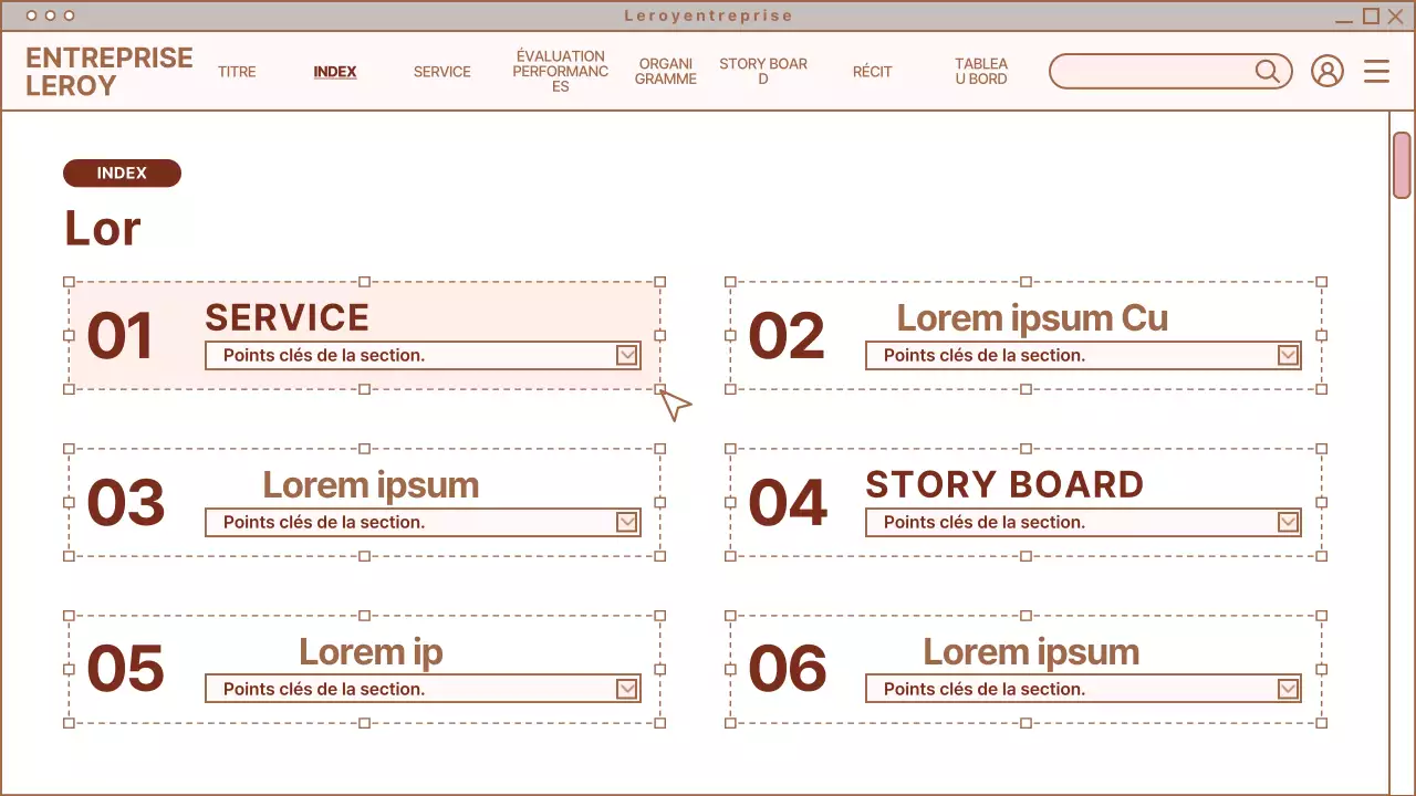 Conception d'une page web simple en beige et blanc