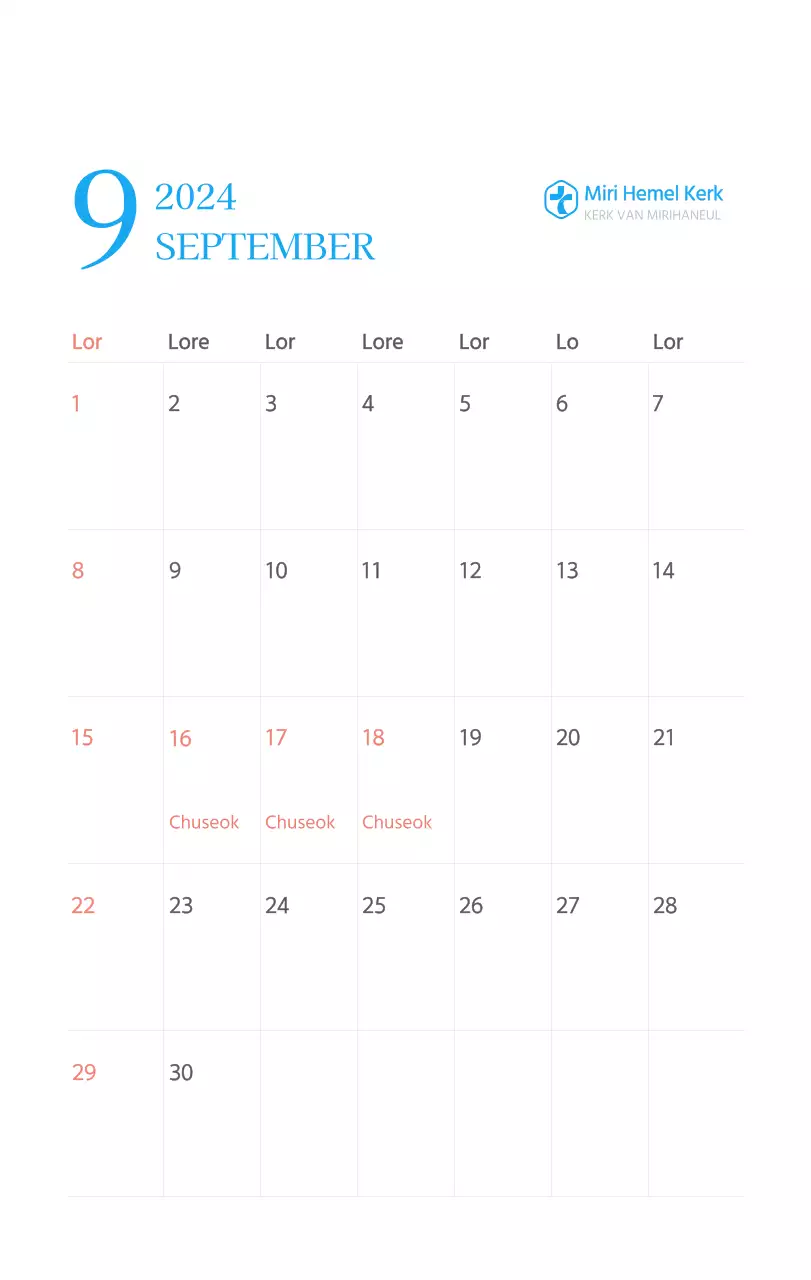 Blauw modern concept kerkkalender