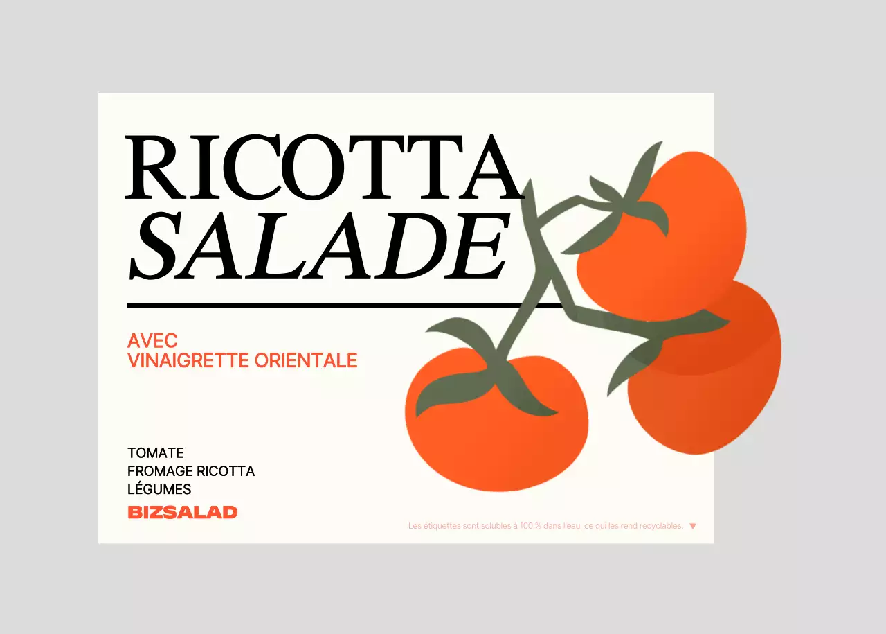 Étiquettes de salade avec illustrations de légumes verts et rouges