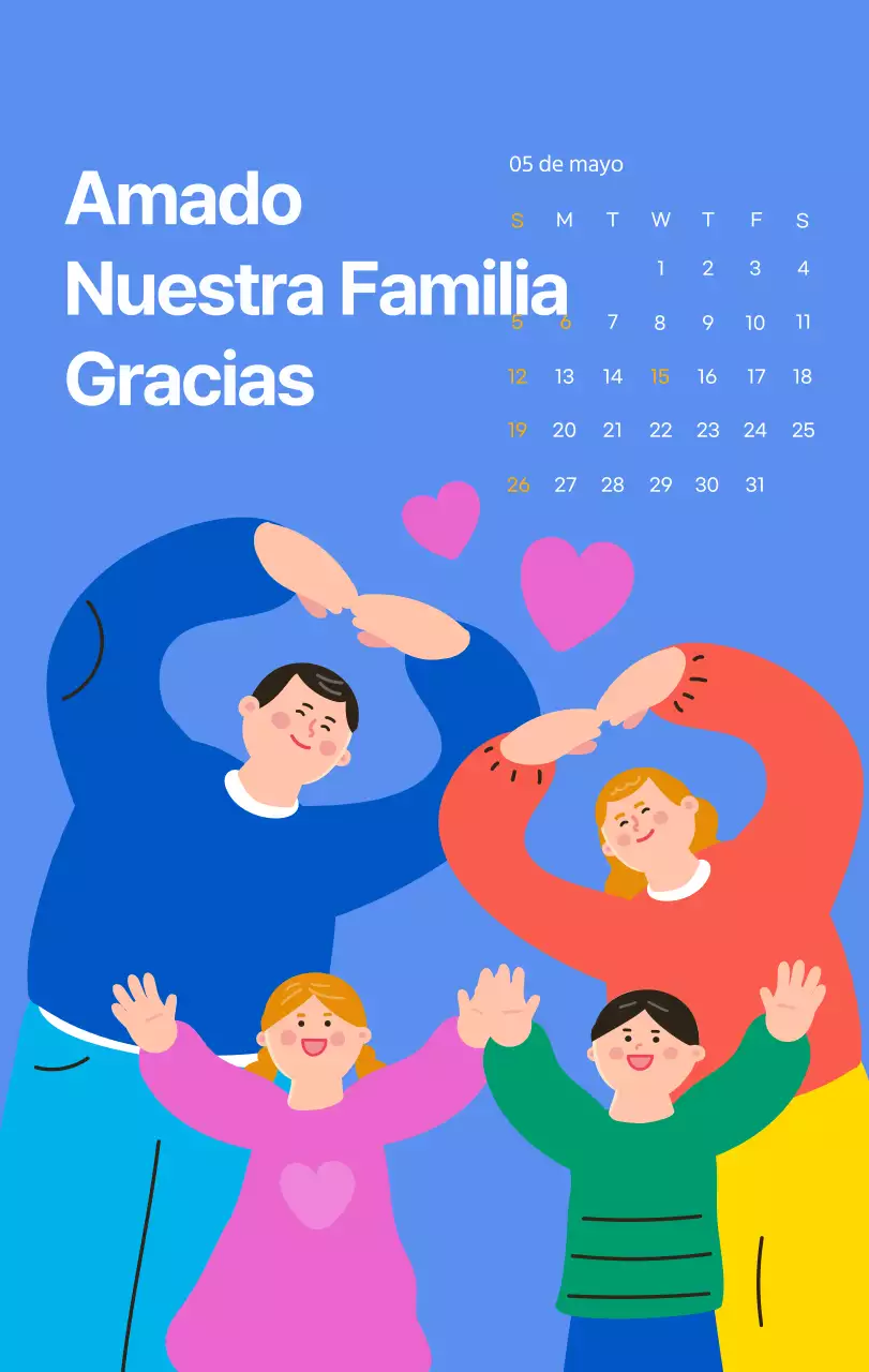 Calendario motivacional con ilustraciones llenas de energía y citas positivas sobre fondo azul claro