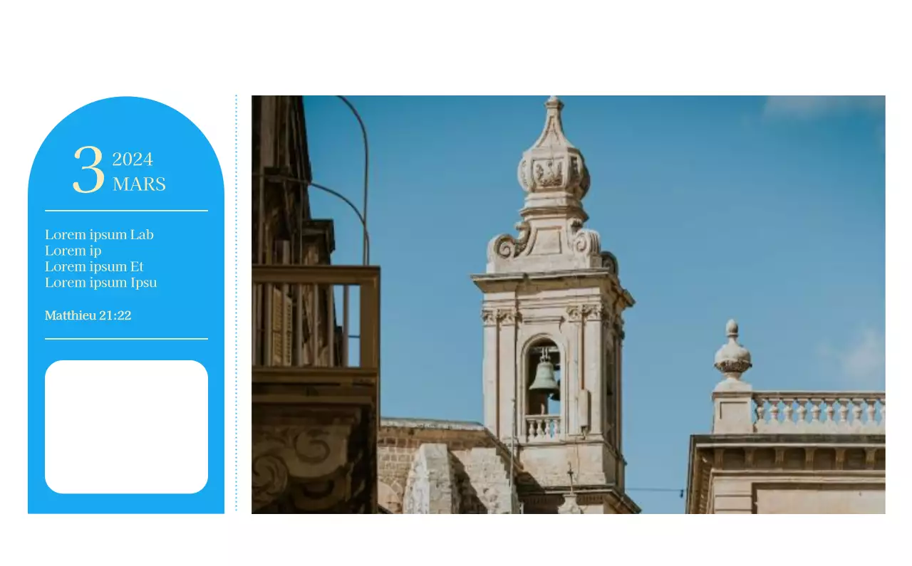 Calendrier d'église moderne bleu