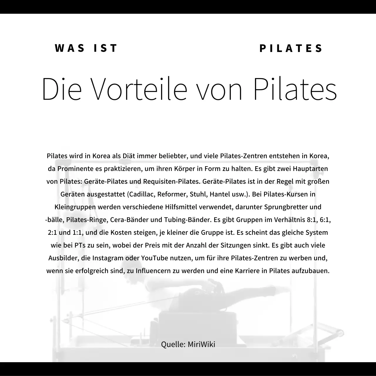 Förderung von modernem Pilates in Schwarz