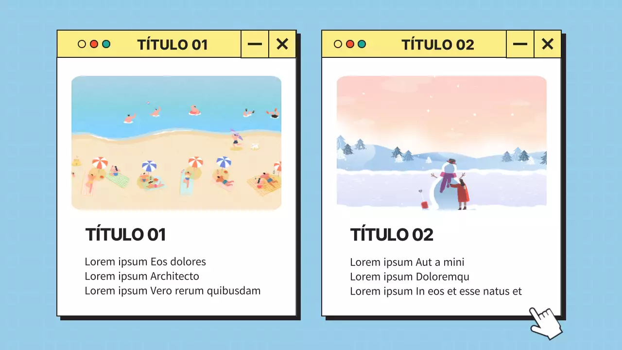 Interfaz de usuario de escritorio minimalista en azul y amarillo Perfil de la empresa