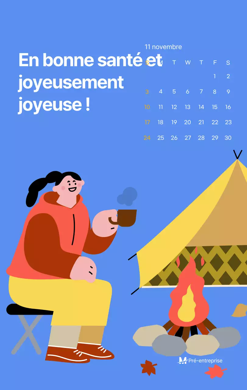 Calendrier de motivation avec des illustrations énergiques et des citations positives sur un fond bleu clair