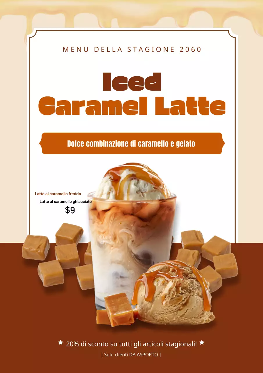 Promuovere un cappuccino marrone al caramello di base