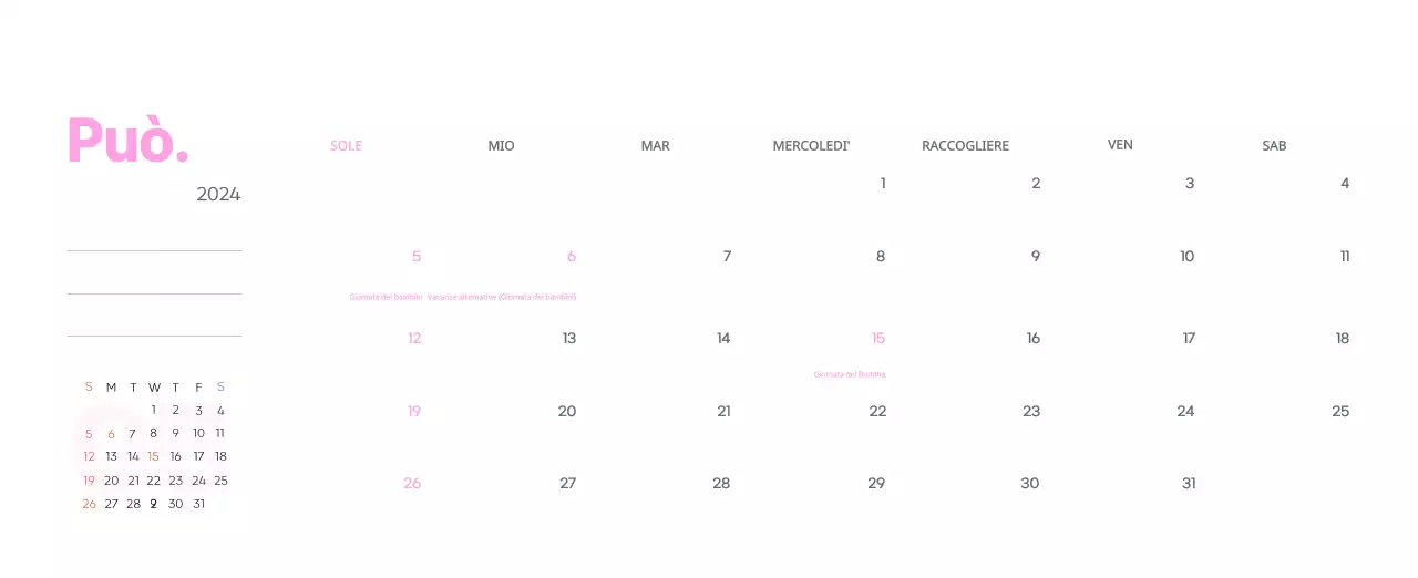 Calendario di lavoro con splendide illustrazioni