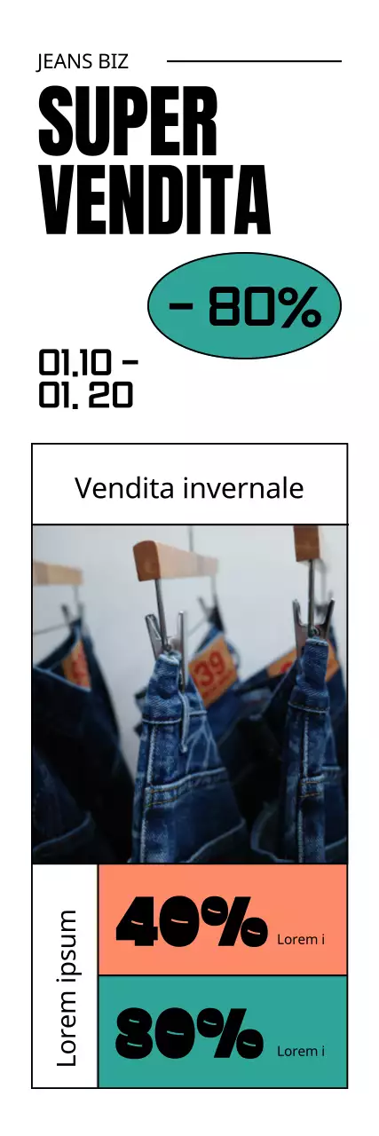 Evento promozionale di sconto per marchi di abbigliamento con un concetto di biglietto pulito