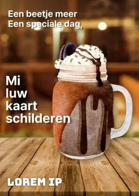 Promoot een minimalistisch cafémenu in bruin en beige