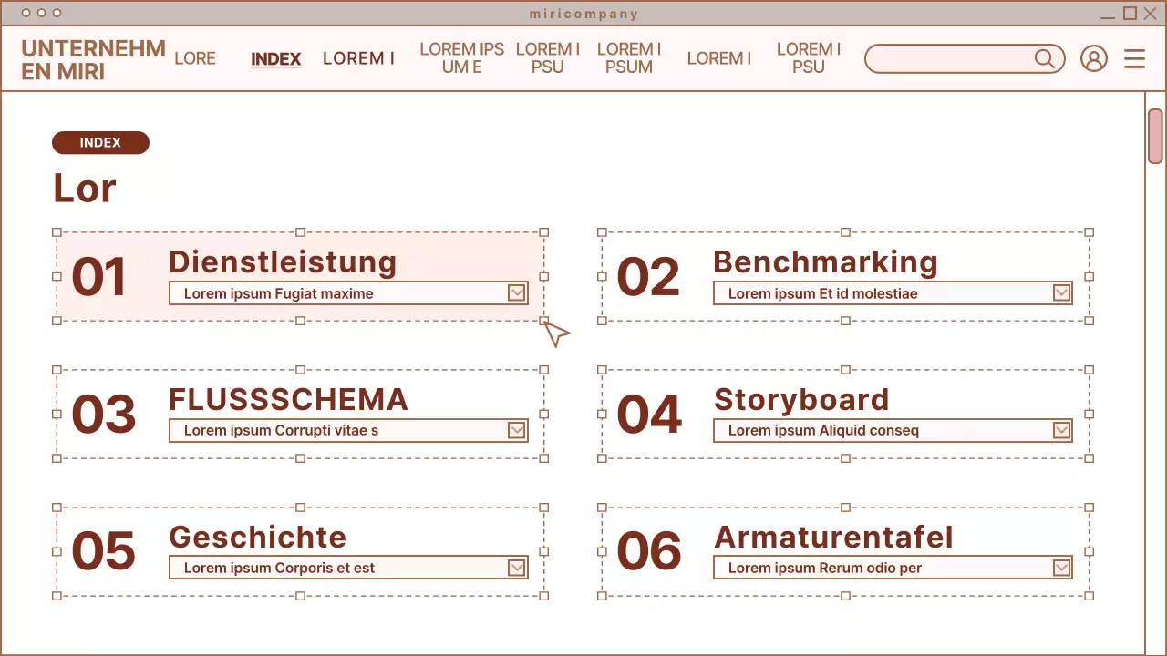 Einfaches Design für eine Webseite in Beige und Weiß