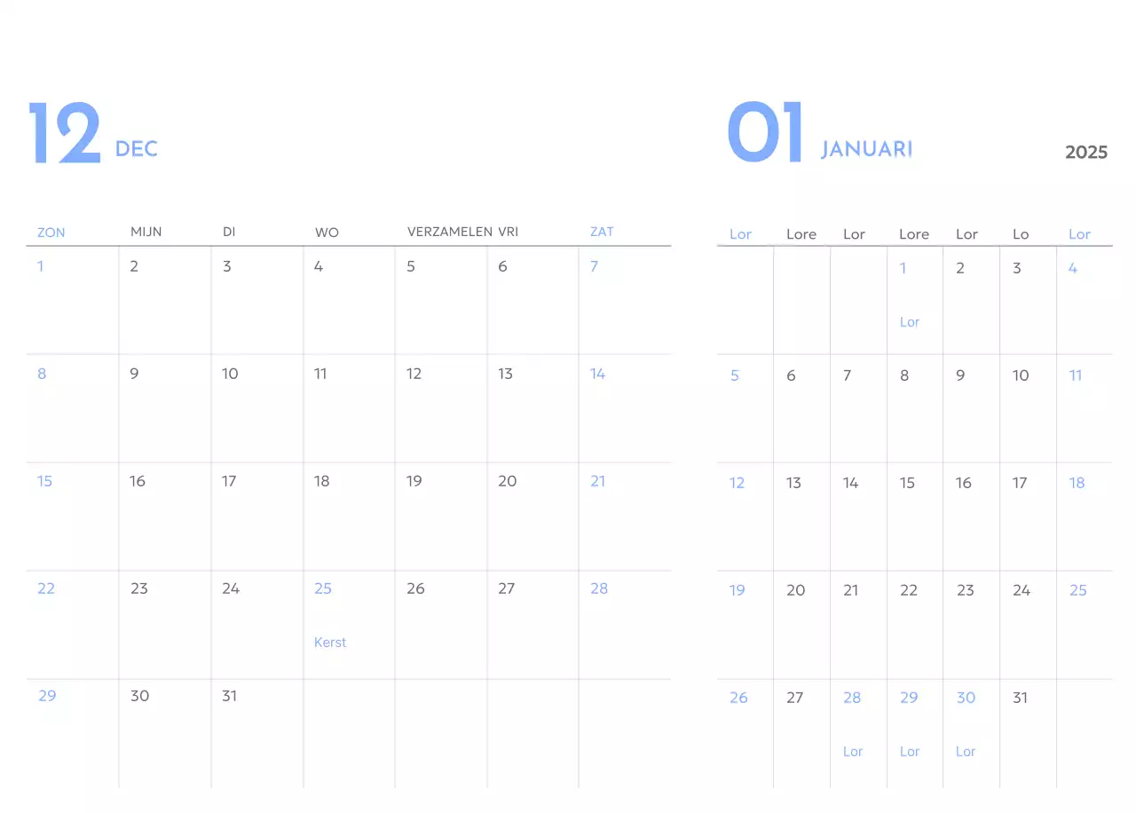 Goal tracker kalender met een vleugje blauw